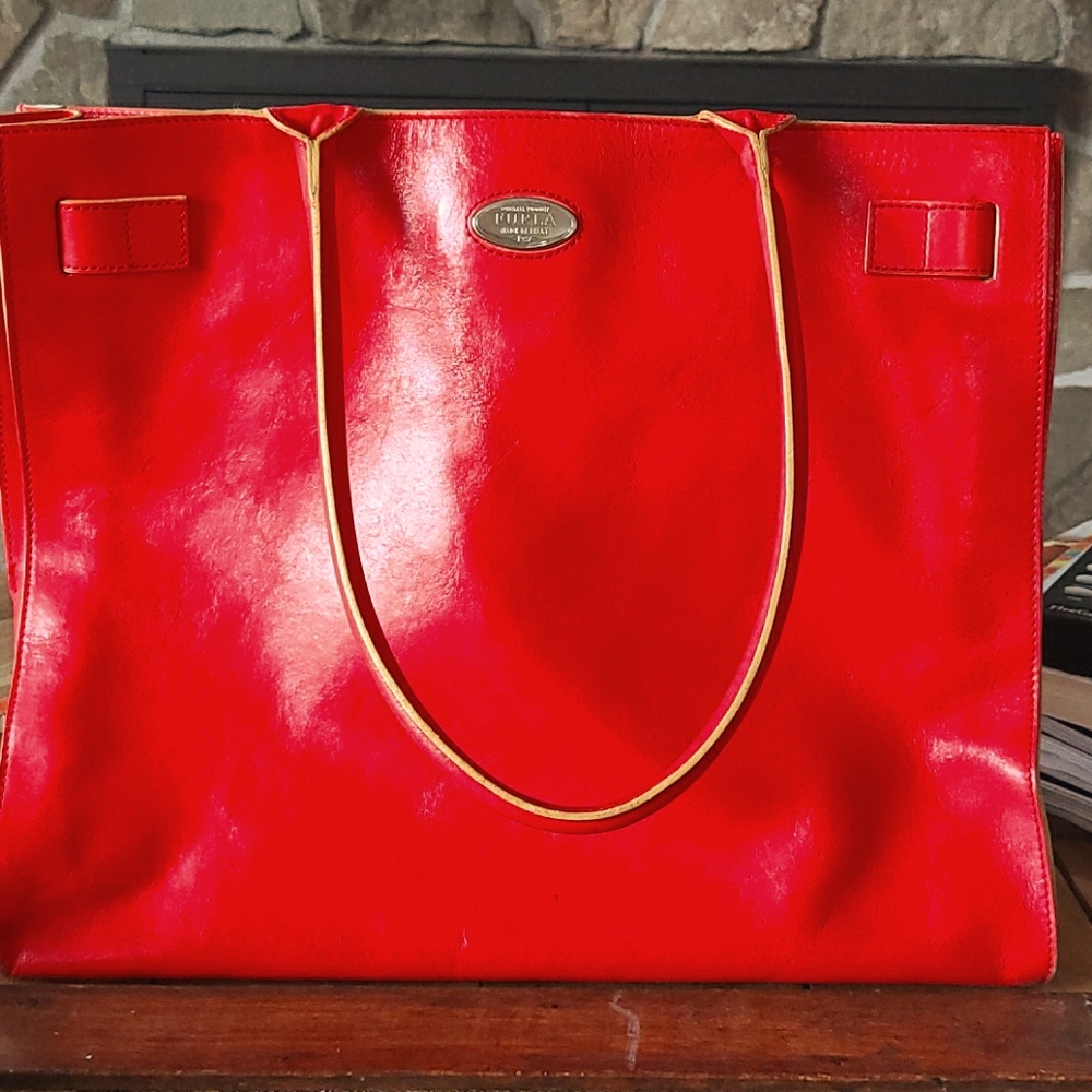 Furla red leather bag